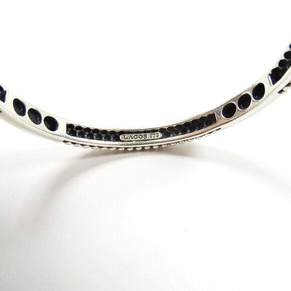 LAGOS Sterling Silver Black Fadeted Onyx Stations Bangle Bracelet - Picture 5 of 7